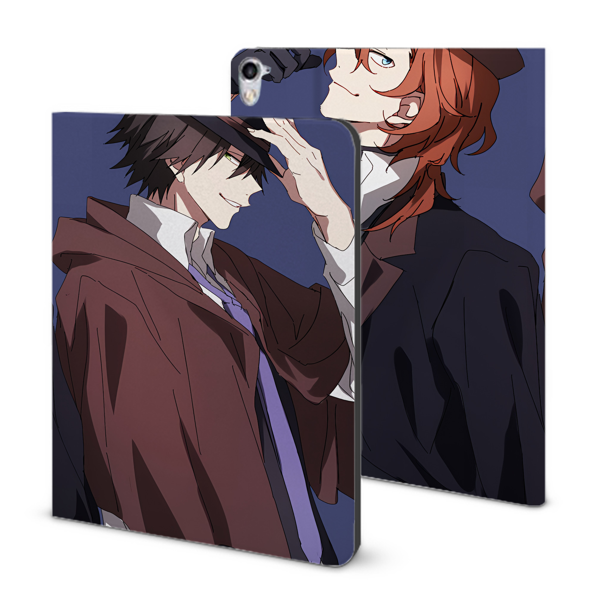 （画像用） 文豪ストレイドッグス Bungo Stray Dogs IPad ケース ブック型 PUレザー TPU 耐衝撃 軽量 薄型 ペン収納なし 全面保護 IPad 各モデル対応